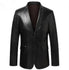 Brandon Black Shiny Mens Leather Blazer Jacket