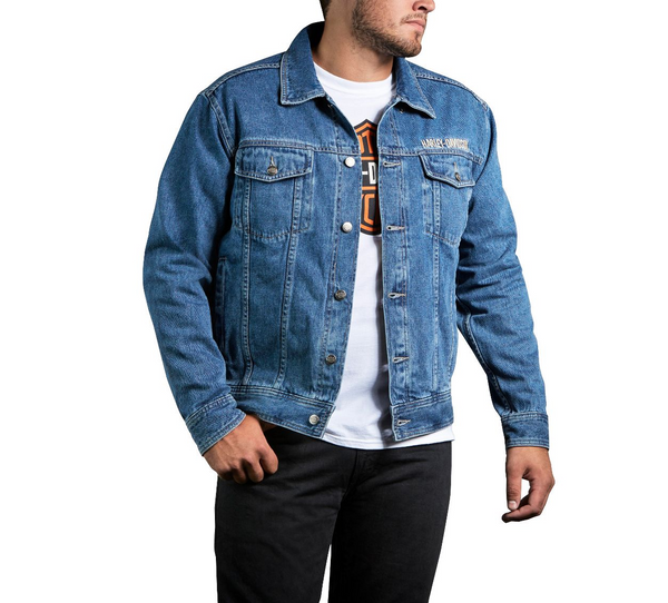 Men's Bar & Shield Logo Denim Jacket