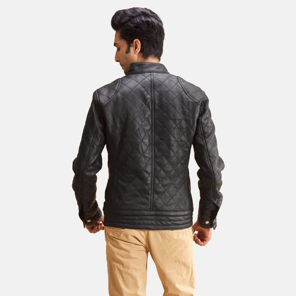 Henry Quilted Black Leather Jacket