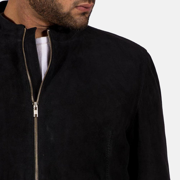 Charcoal Black Suede Biker Jacket