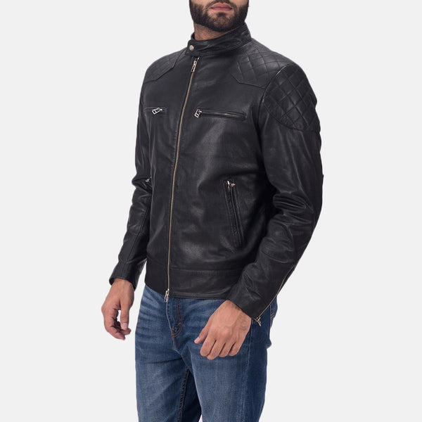 Gatsby Black Leather Biker Jacket