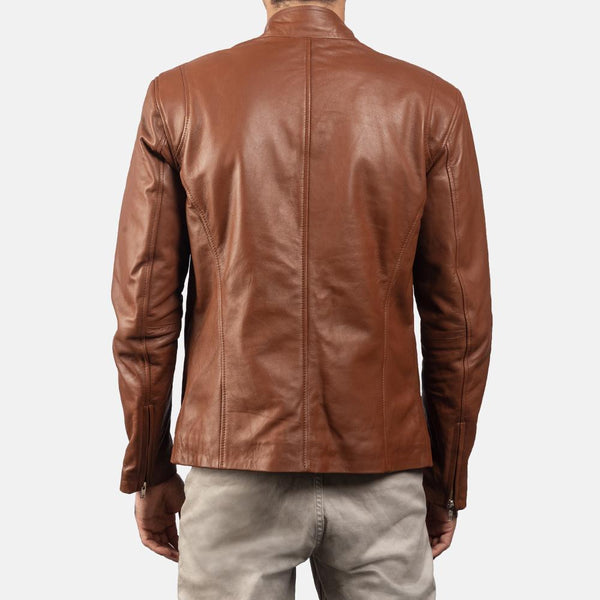 Ionic Brown Leather Biker Jacket