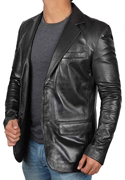 Glendale Black Leather Blazer Jacket