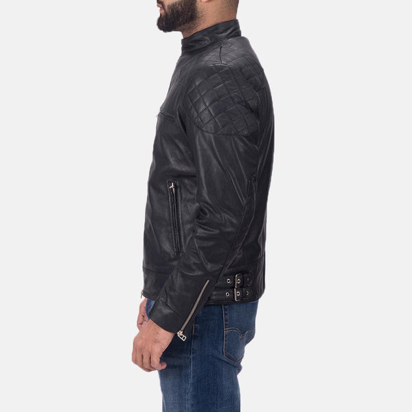 Gatsby Black Leather Biker Jacket