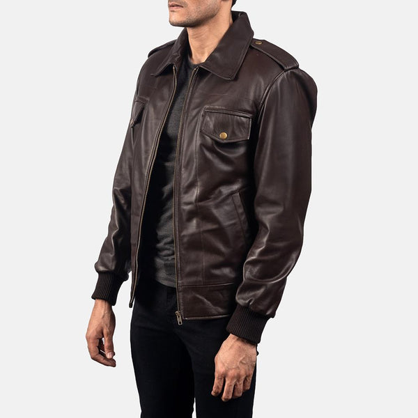 Chocolate Rumble Leather Bomber Jacket