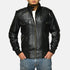 Agent Shadow Black Leather Bomber Jacket