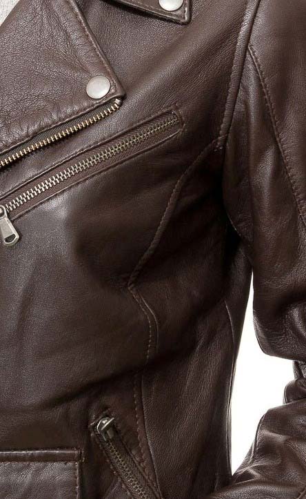 Dauphin Ladies Brown Biker Jacket