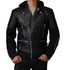 Chris Black Biker Bomber Style Quilted Sleeves Mens Aviator Leather Jacket