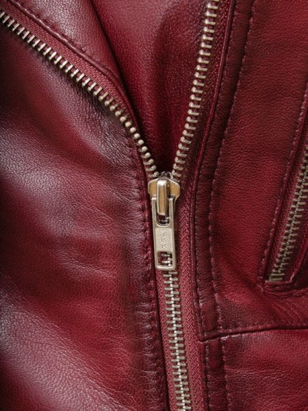 Victoria Womens Burgundy Moto Jacket