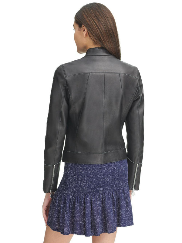 Fashion Leather Jacket w/ Logo Taping