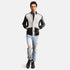 Spade Silver Black Leather Bomber Jacket