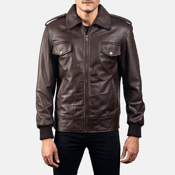 Chocolate Rumble Leather Bomber Jacket