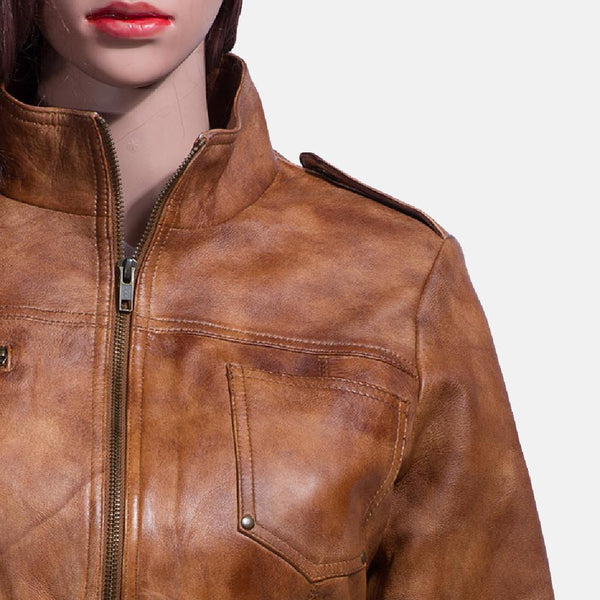 Ethereal Brown Leather Biker Jacket