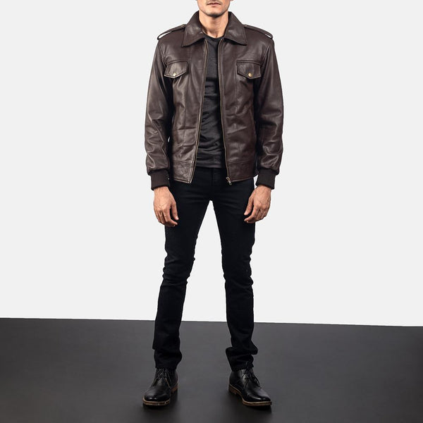 Chocolate Rumble Leather Bomber Jacket