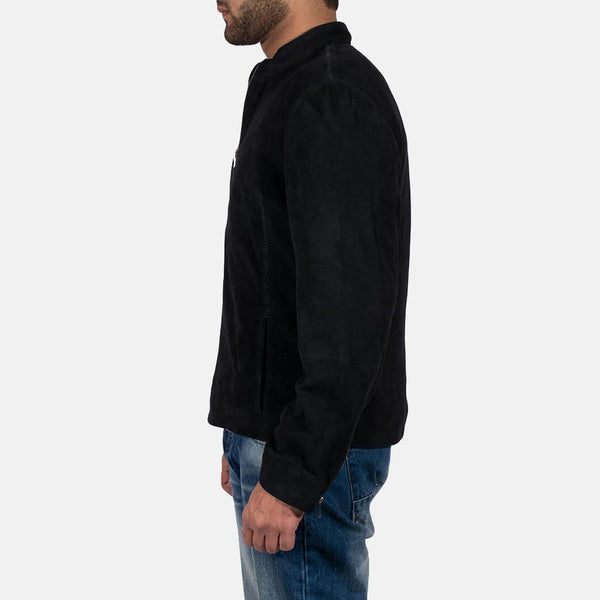 Charcoal Black Suede Biker Jacket