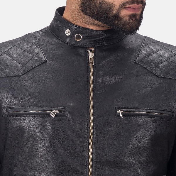 Gatsby Black Leather Biker Jacket