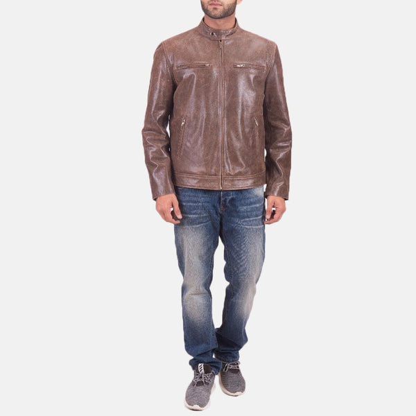 Latte Brown Leather Jacket