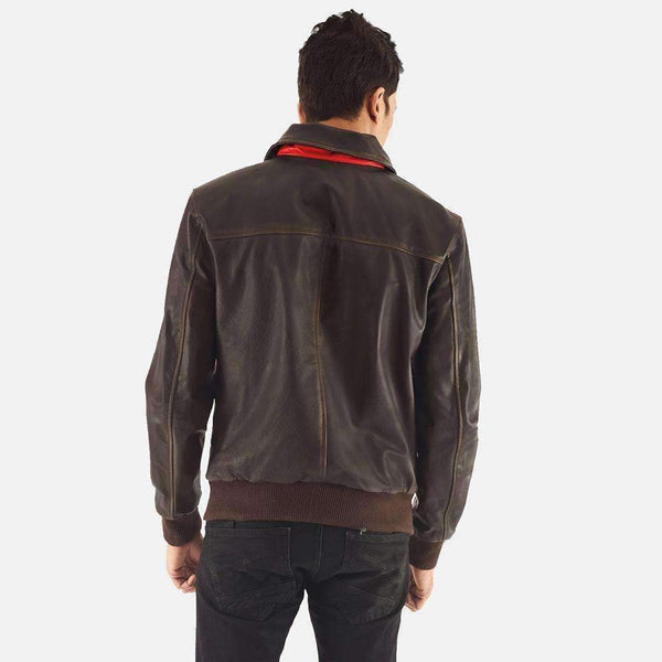 Aaron Brown Leather Bomber Jacket