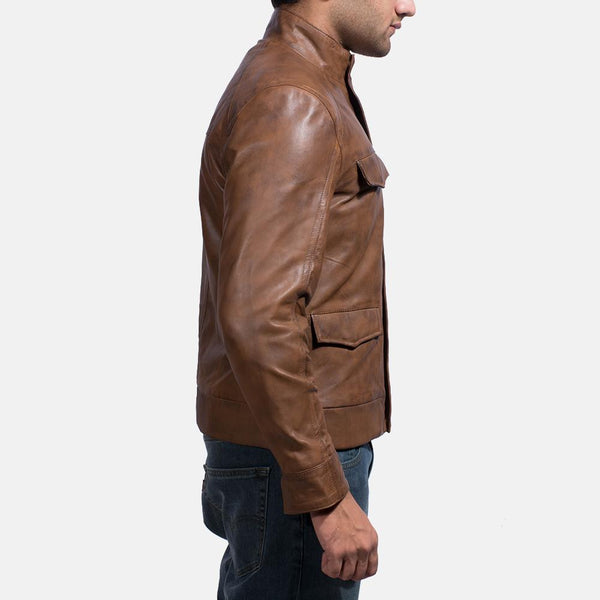 Smudge Brown Leather Biker Jacket