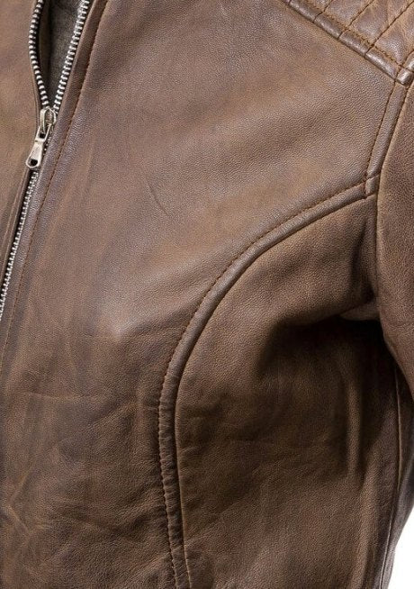 Camrose Brown Leather Moto Jacket