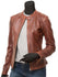 Calgary Tan Leather Biker Jacket Womens