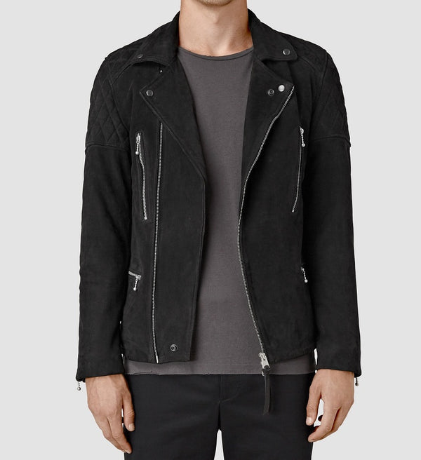 Rupert Suede Black Mens Western Leather Jacket