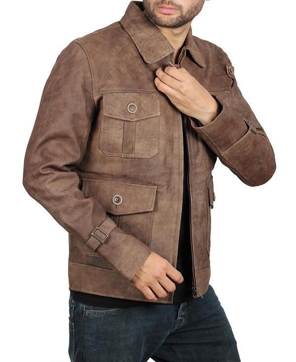 Solomon Suede Leather Jacket Mens