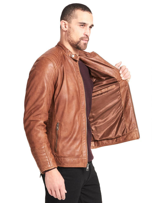 Classic Leather Jacket w/ Quilting Details