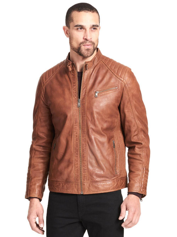 Classic Leather Jacket w/ Quilting Details