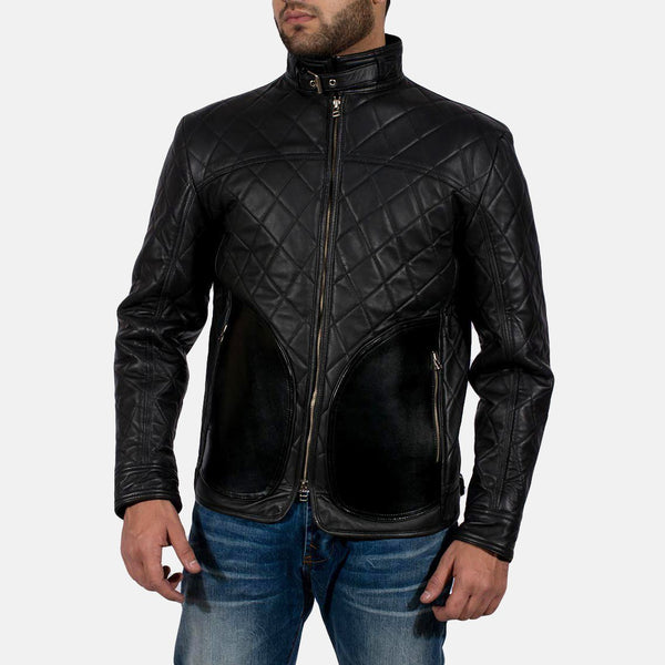 Rustic Black Leather Biker Jacket