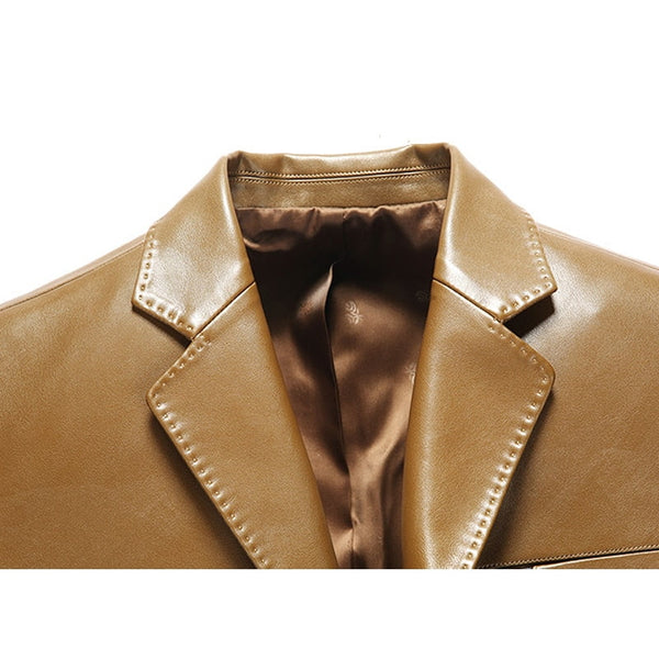 Brandon Lambskin Leather Khaki Blazer Mens