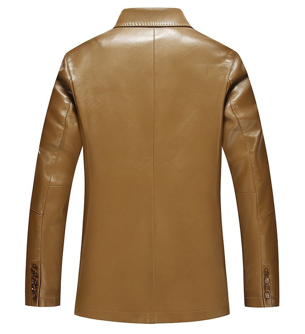 Brandon Lambskin Leather Khaki Blazer Mens