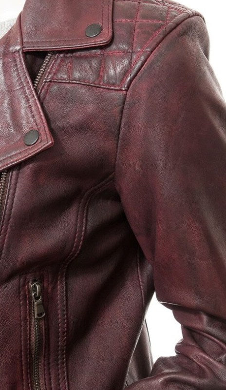 Kimberley Red Leather Moto Jacket