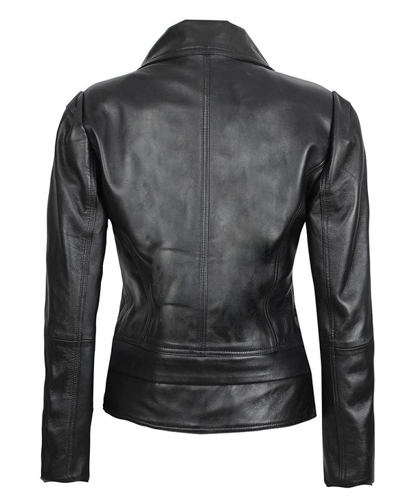 Alabama Women Black Leather Slim Fit Jacket