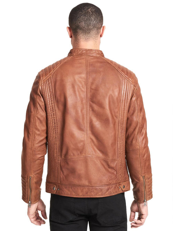 Classic Leather Jacket w/ Quilting Details