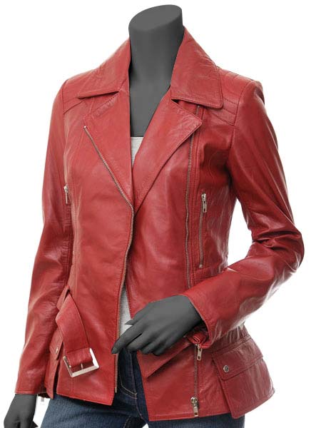 Victoria Ladies Red Leather Jacket