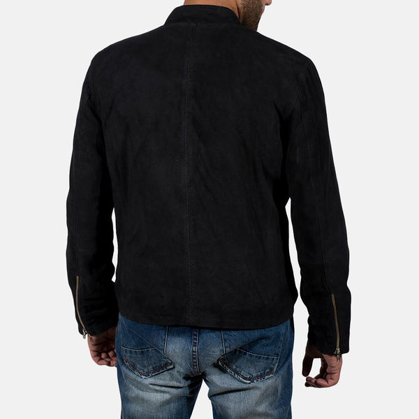 Charcoal Black Suede Biker Jacket