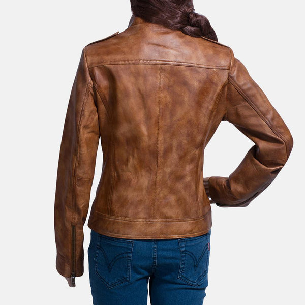 Ethereal Brown Leather Biker Jacket