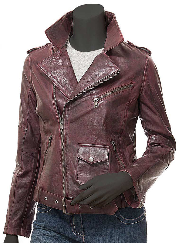 Dauphin Biker Leather Oxblood Jacket