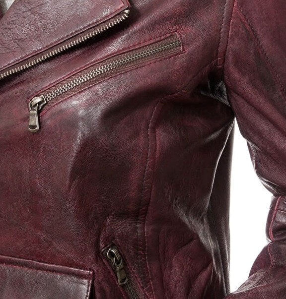 Dauphin Biker Leather Oxblood Jacket