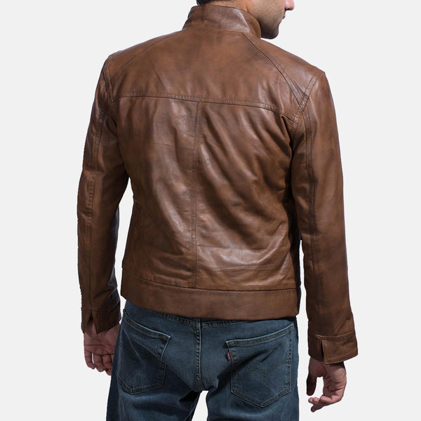 Smudge Brown Leather Biker Jacket