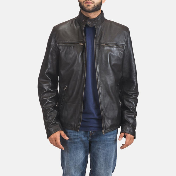 Liam Black Leather Biker Jacket