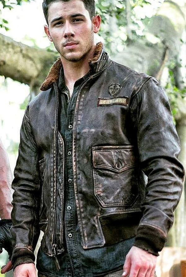 Jumanji 2 Nick Jonas Bomber Leather Jacket