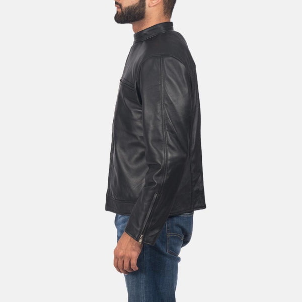 Solemn Black Leather Biker Jacket