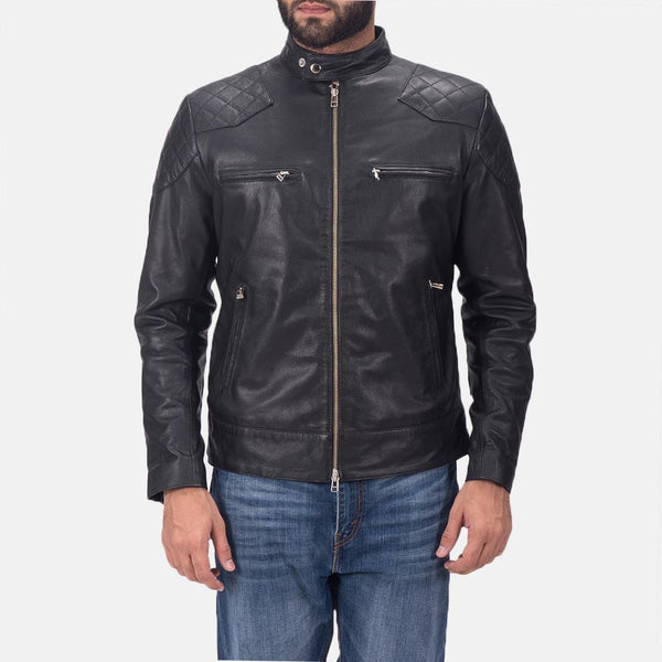 Gatsby Black Leather Biker Jacket