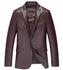 Brandon Burgundy Leather Blazer Coat for Mens