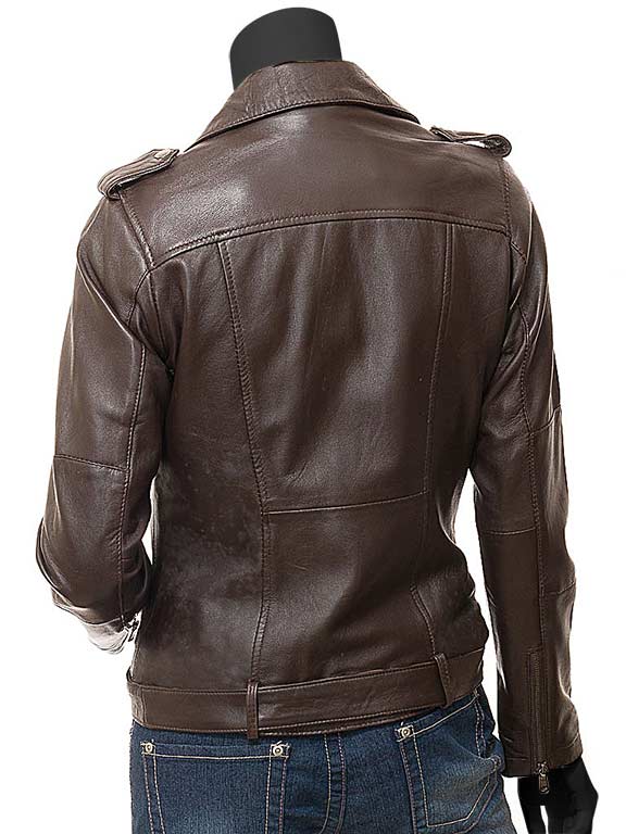 Dauphin Ladies Brown Biker Jacket