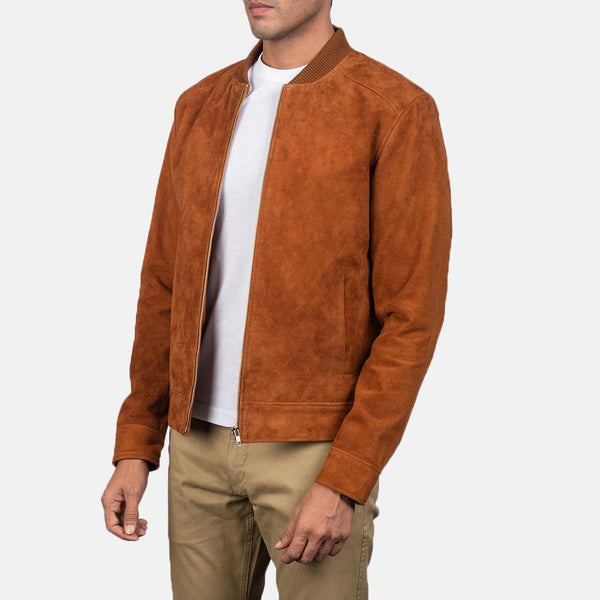 Blain Brown Suede Bomber Jacket