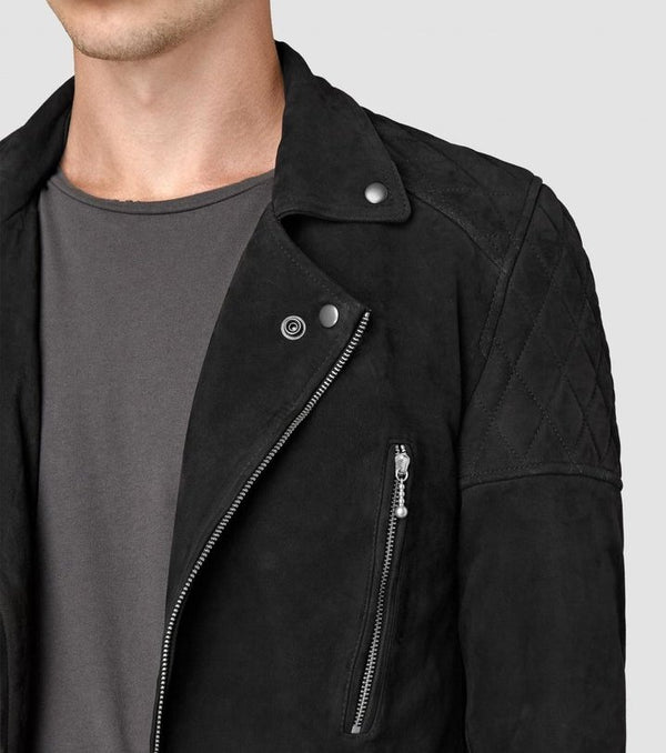 Rupert Suede Black Mens Western Leather Jacket