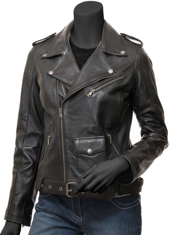 Dauphin Womens Asymmetrical Leather Jacket